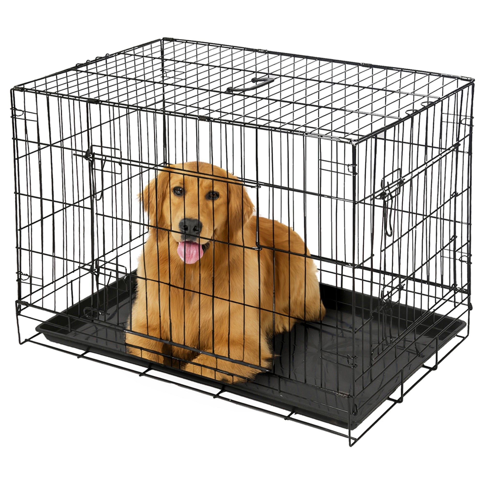 2 Door Metal Dog Crate with Removable Tray - Large