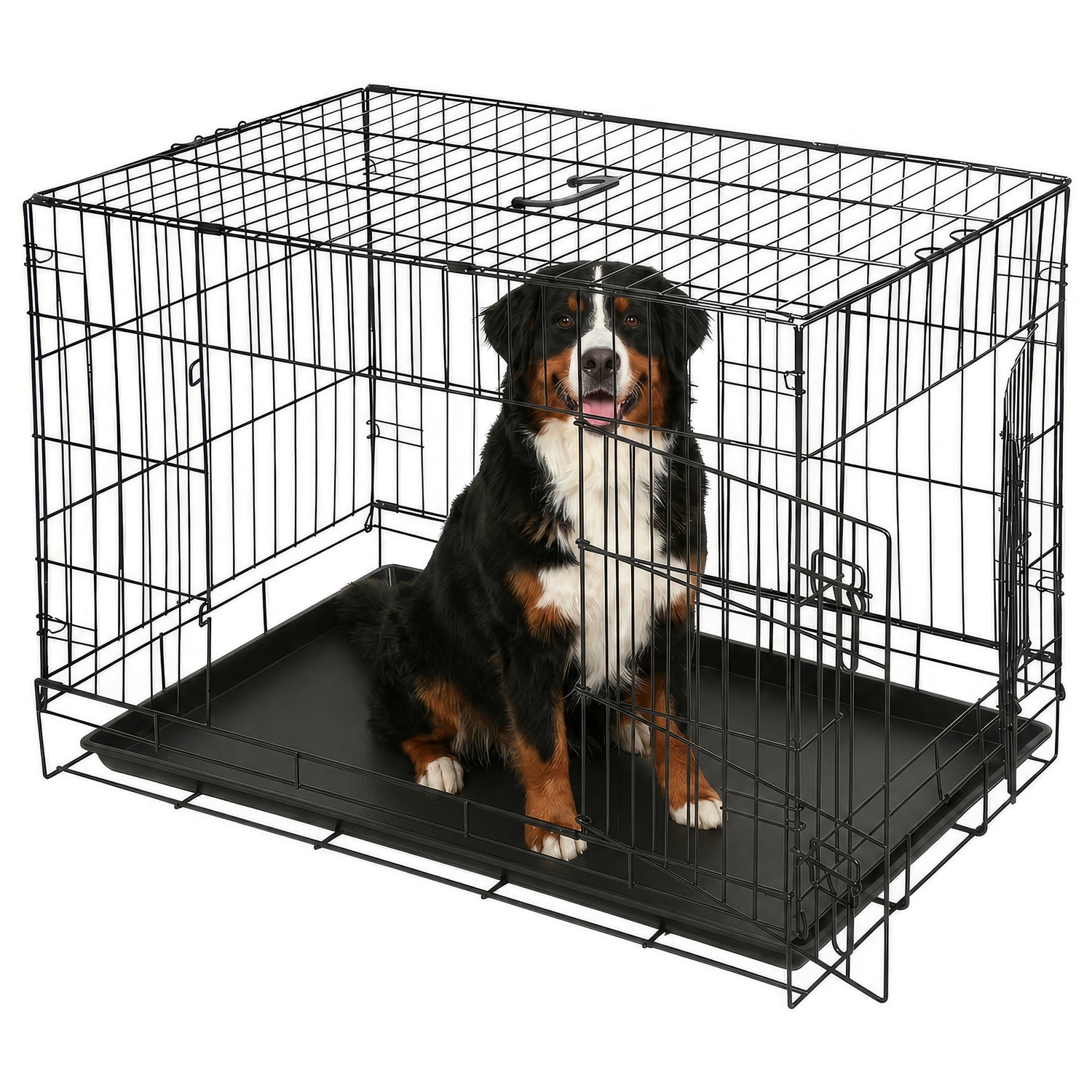 2 Door Metal Dog Crate with Removable Tray - Large