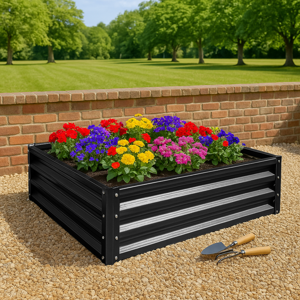 Anthracite 60cm x 60cm Square Steel Raised Garden Bed