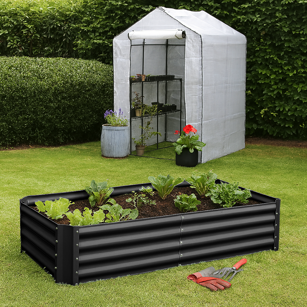 Anthracite 180cm x 90cm Rectangular Steel Raised Garden Bed