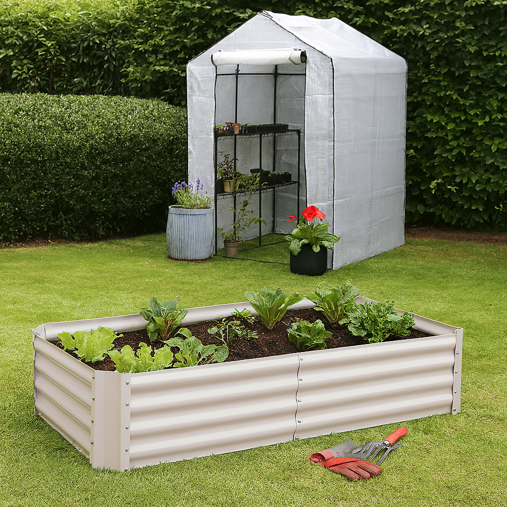 Ivory 120cm x 60cm Rectangular Steel Raised Garden Bed
