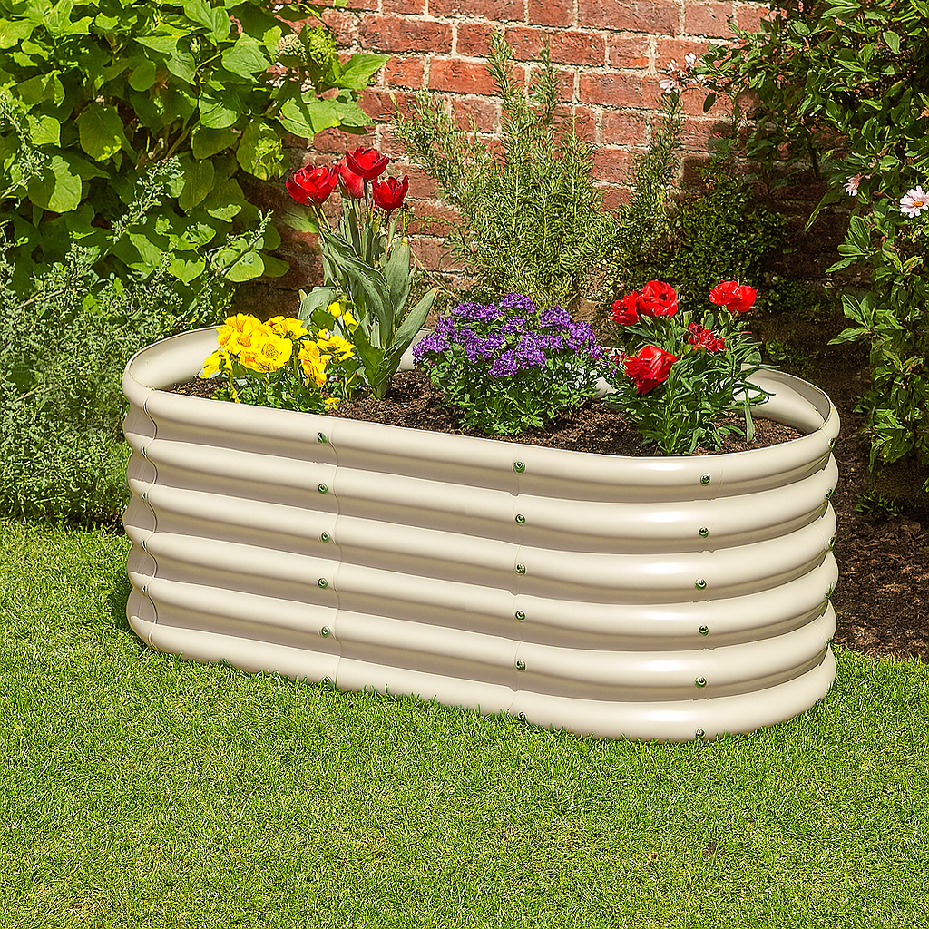 Ivory 120cm x 60cm x 60cm Rounded Steel Raised Garden Bed