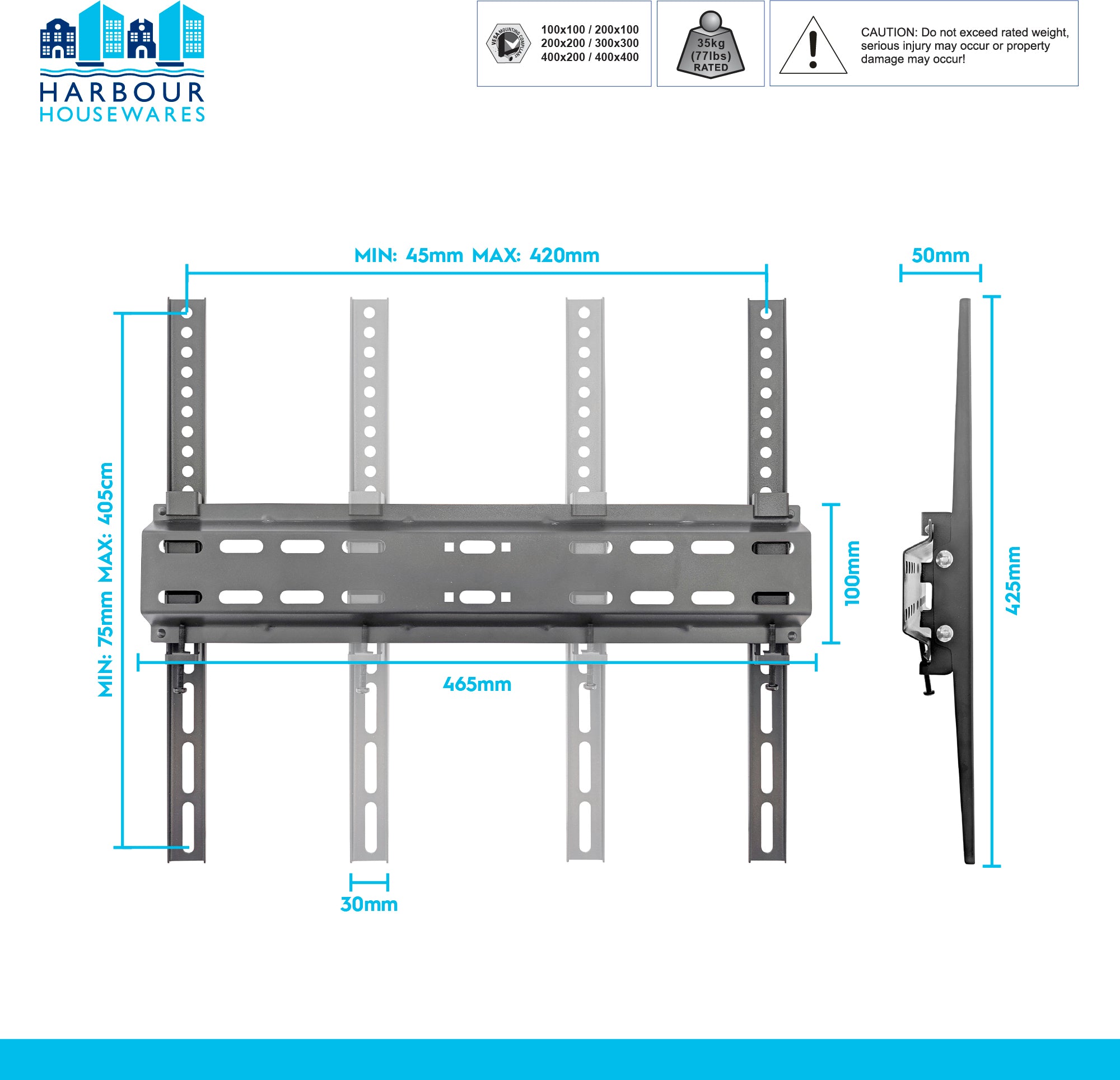 Slimline TV Wall Bracket - 25-55" - Black