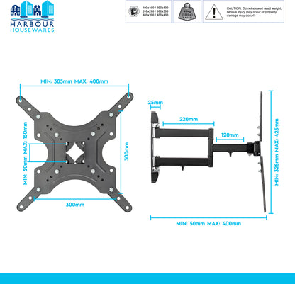 Articulating TV Wall Bracket - 25-60" - Black