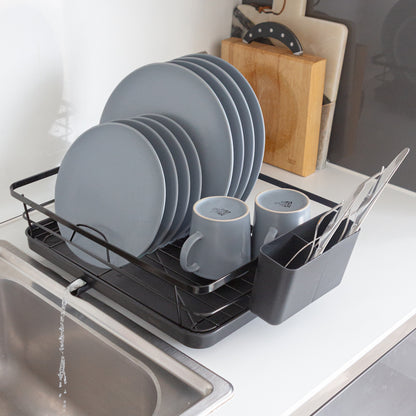 Metal Dish Drainer Rack with Drip Tray - Black