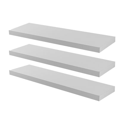 100cm White Modern Floating Shelves - Pack of Three