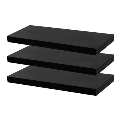 60cm Black Modern Floating Shelves - Pack of Three