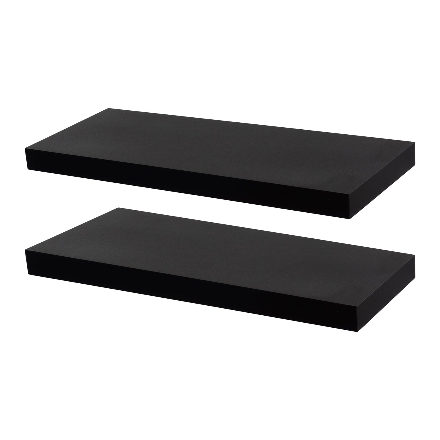 60cm Black Modern Floating Shelves - Pack of Two