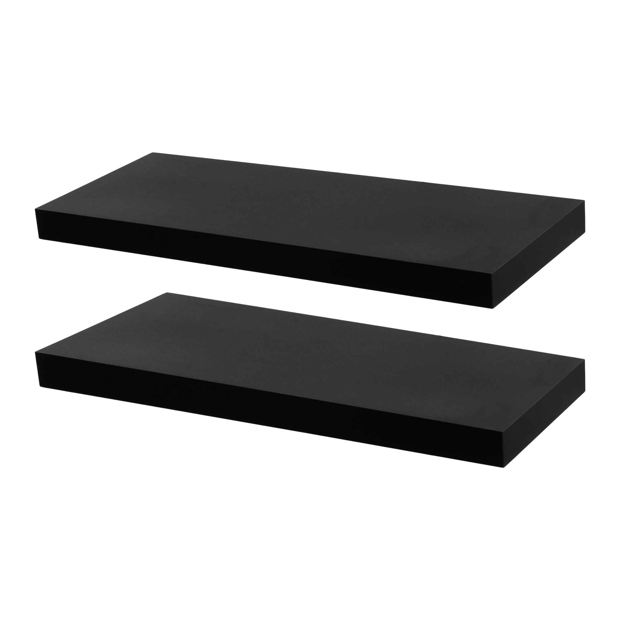60cm Black Modern Floating Shelves - Pack of Two
