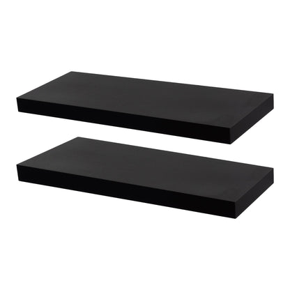 60cm Black Modern Floating Shelves - Pack of Two