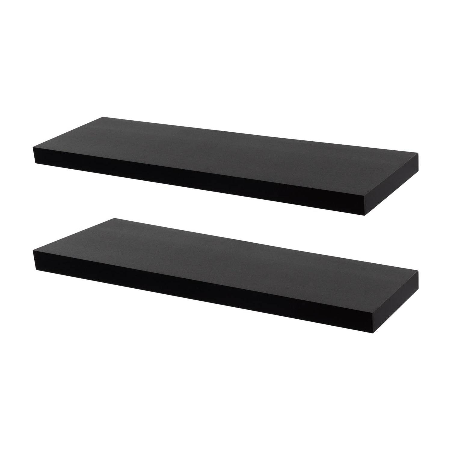 80cm Black Modern Floating Shelves - Pack of Two