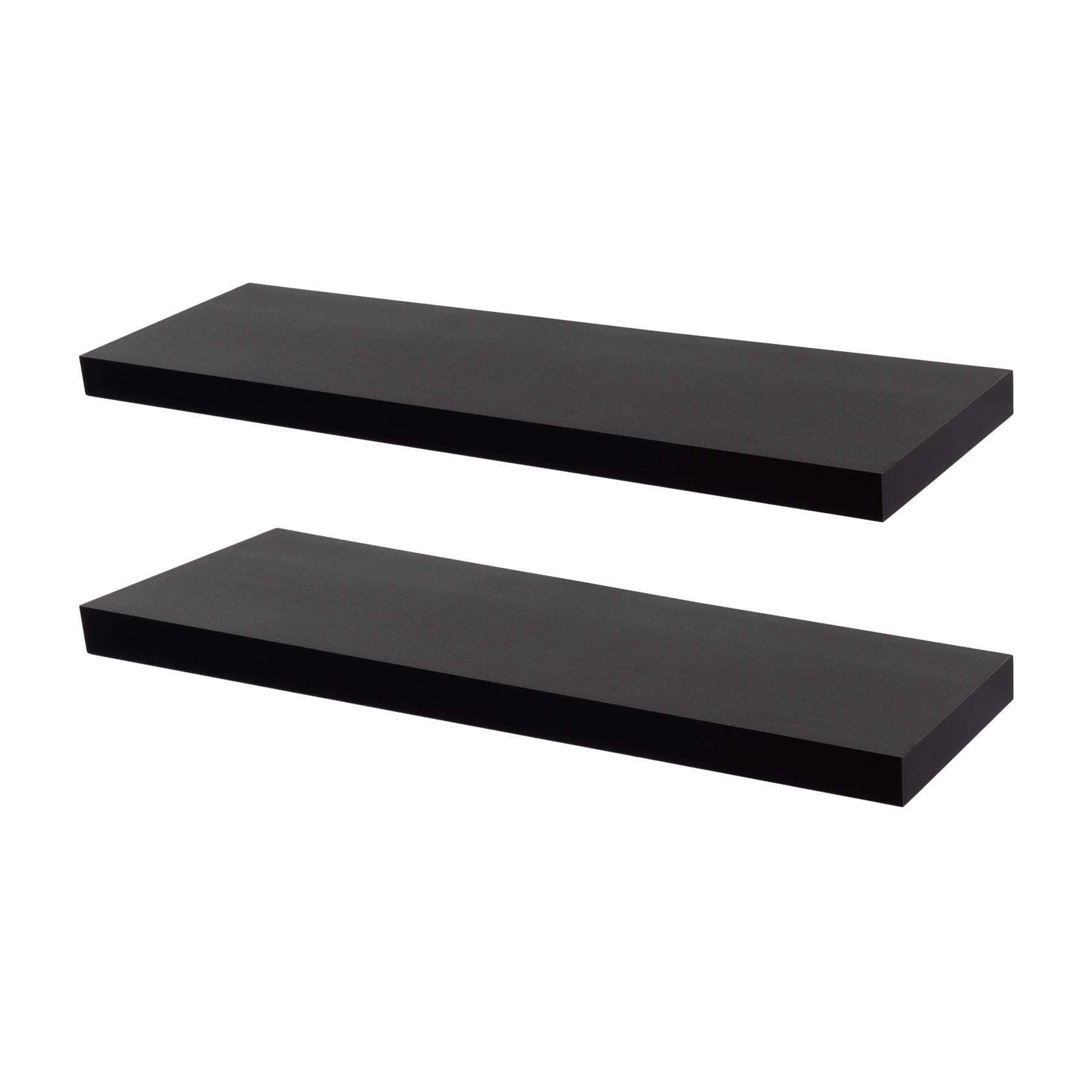 80cm Black Modern Floating Shelves - Pack of Two