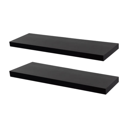 80cm Black Modern Floating Shelves - Pack of Two