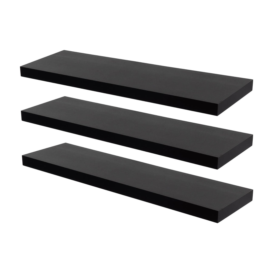 80cm Black Modern Floating Shelves - Pack of Three