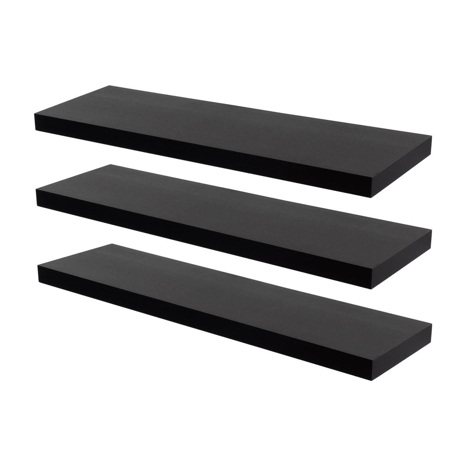 80cm Black Modern Floating Shelves - Pack of Three