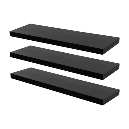 80cm Black Modern Floating Shelves - Pack of Three