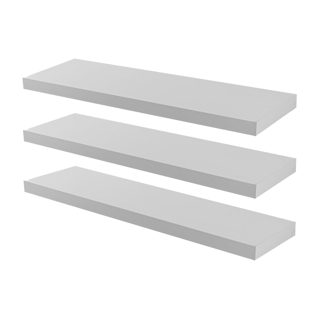 80cm White Modern Floating Shelves - Pack of Three