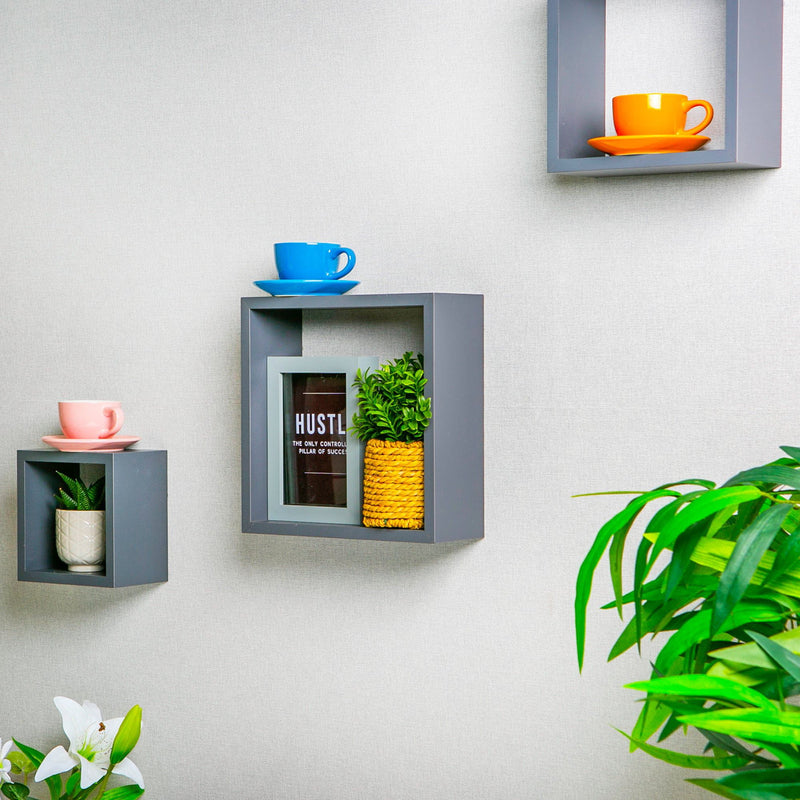 Modern Box Floating Wall Shelves - Pack of Three - By Harbour Housewares