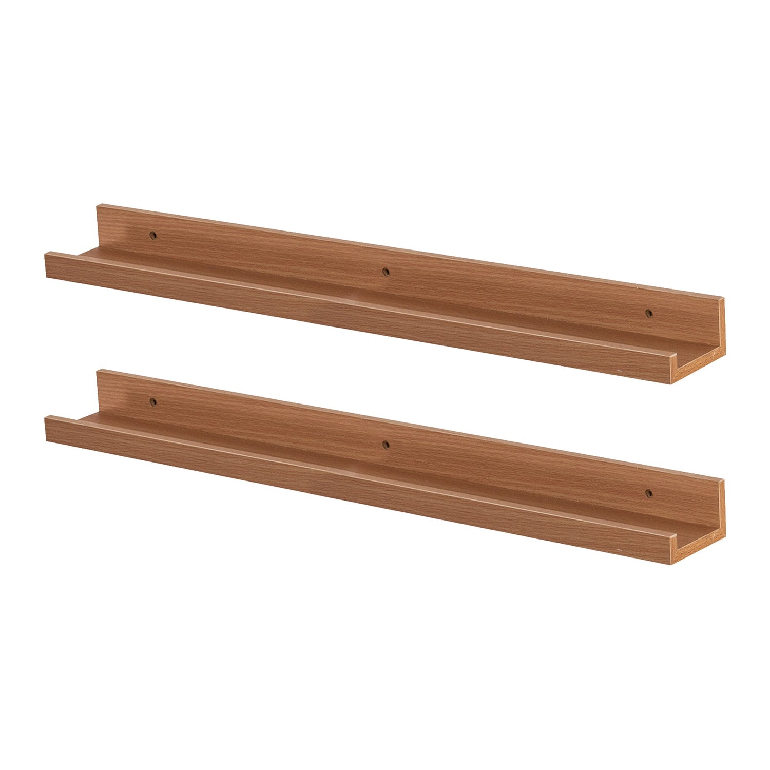 57cm Brown Floating Picture Ledge Shelves - Pack of Two