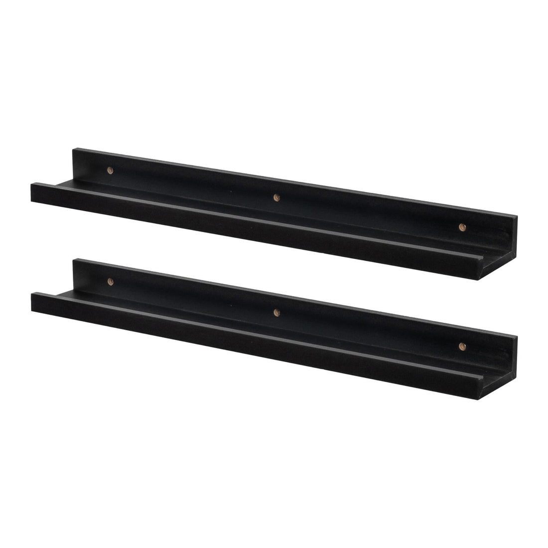 57cm Black Floating Picture Ledge Shelves - Pack of Two