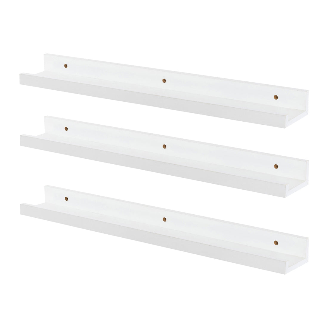 57cm White Floating Picture Ledge Shelves - Pack of Three