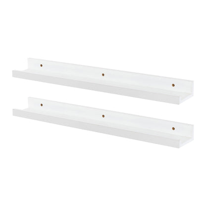 57cm White Floating Picture Ledge Shelves - Pack of Two
