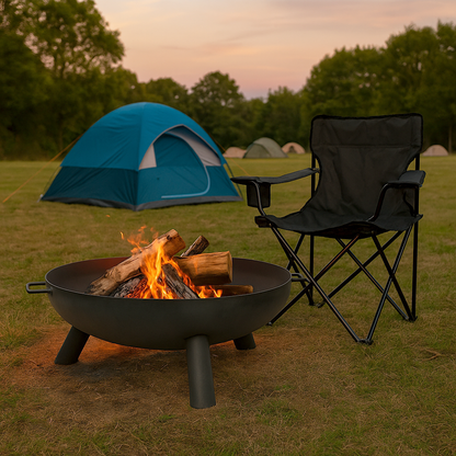 XL Round Iron Fire Pit - 99cm - Black