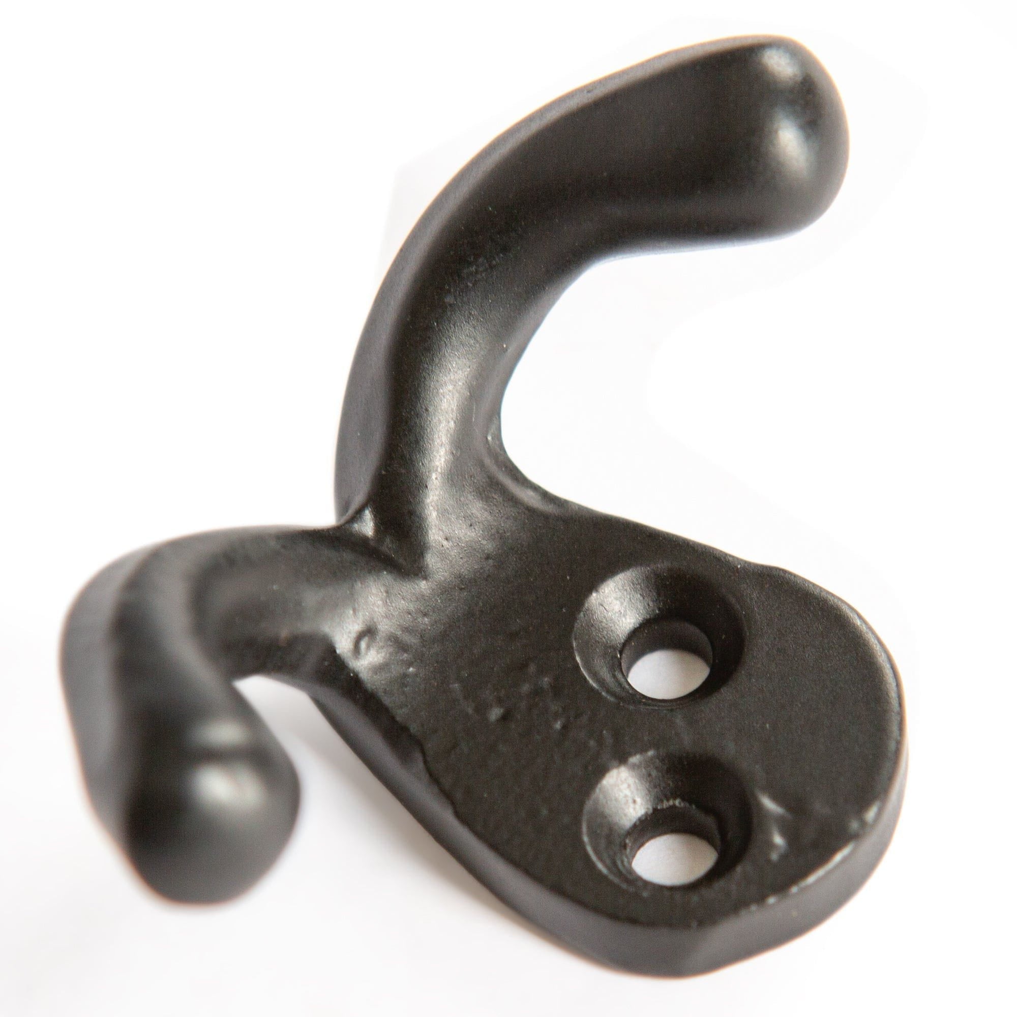50mm x 35mm Black Double Coat Hook
