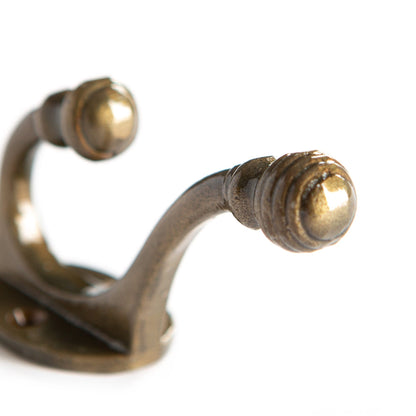 30mm x 95mm Brass Ball End Hat &amp; Coat Hook