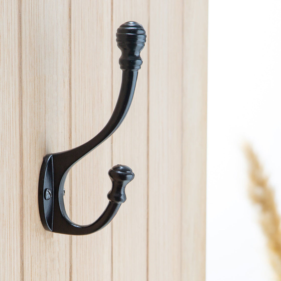 35mm x 135mm Black Ball End Hat &amp; Coat Hook