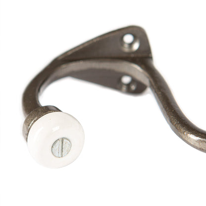 30mm x 105mm White Ceramic Ball Raw Hat &amp; Coat Hook