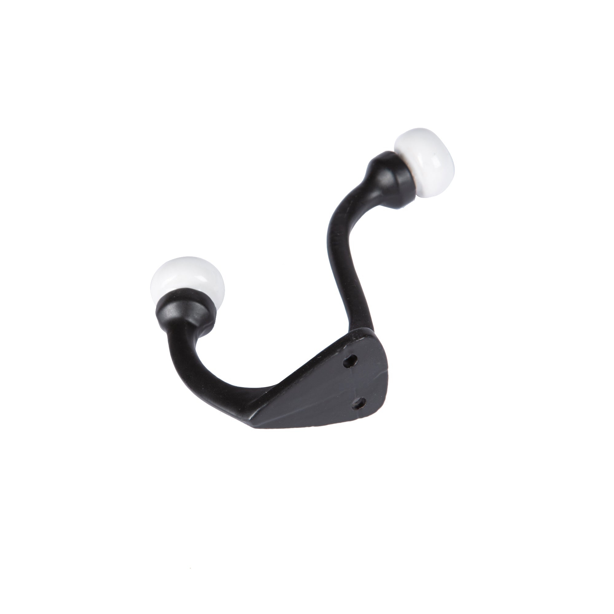 30mm x 105mm White Ceramic Ball Black Hat &amp; Coat Hook