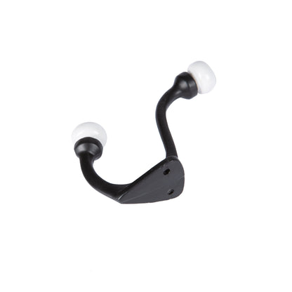 30mm x 105mm White Ceramic Ball Black Hat &amp; Coat Hook