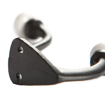 30mm x 105mm White Ceramic Ball Black Hat &amp; Coat Hook