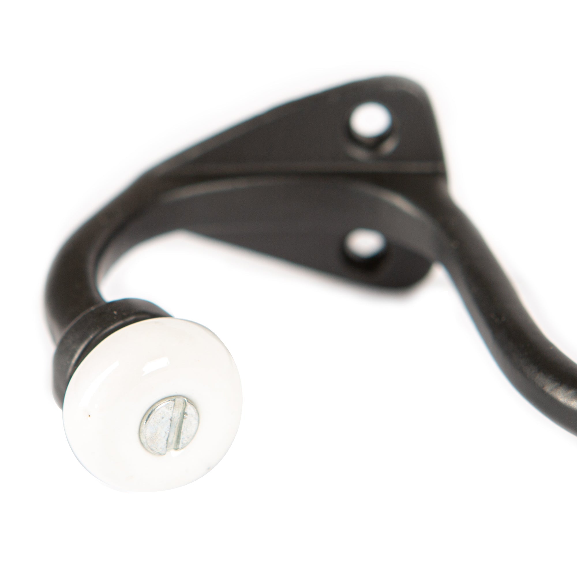 30mm x 105mm White Ceramic Ball Black Hat &amp; Coat Hook