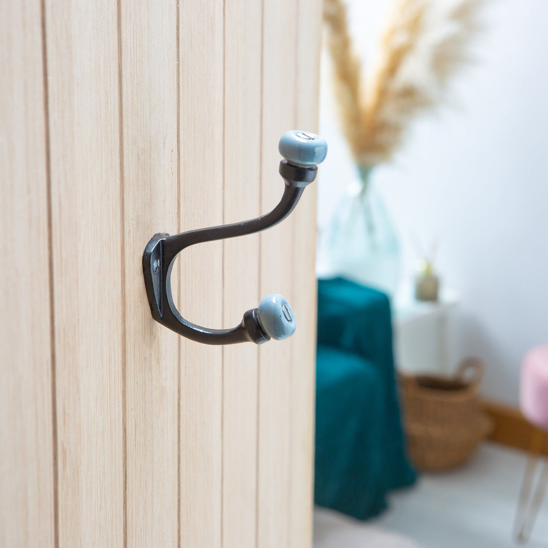 30mm x 105mm Grey Ceramic Ball Raw Hat &amp; Coat Hook