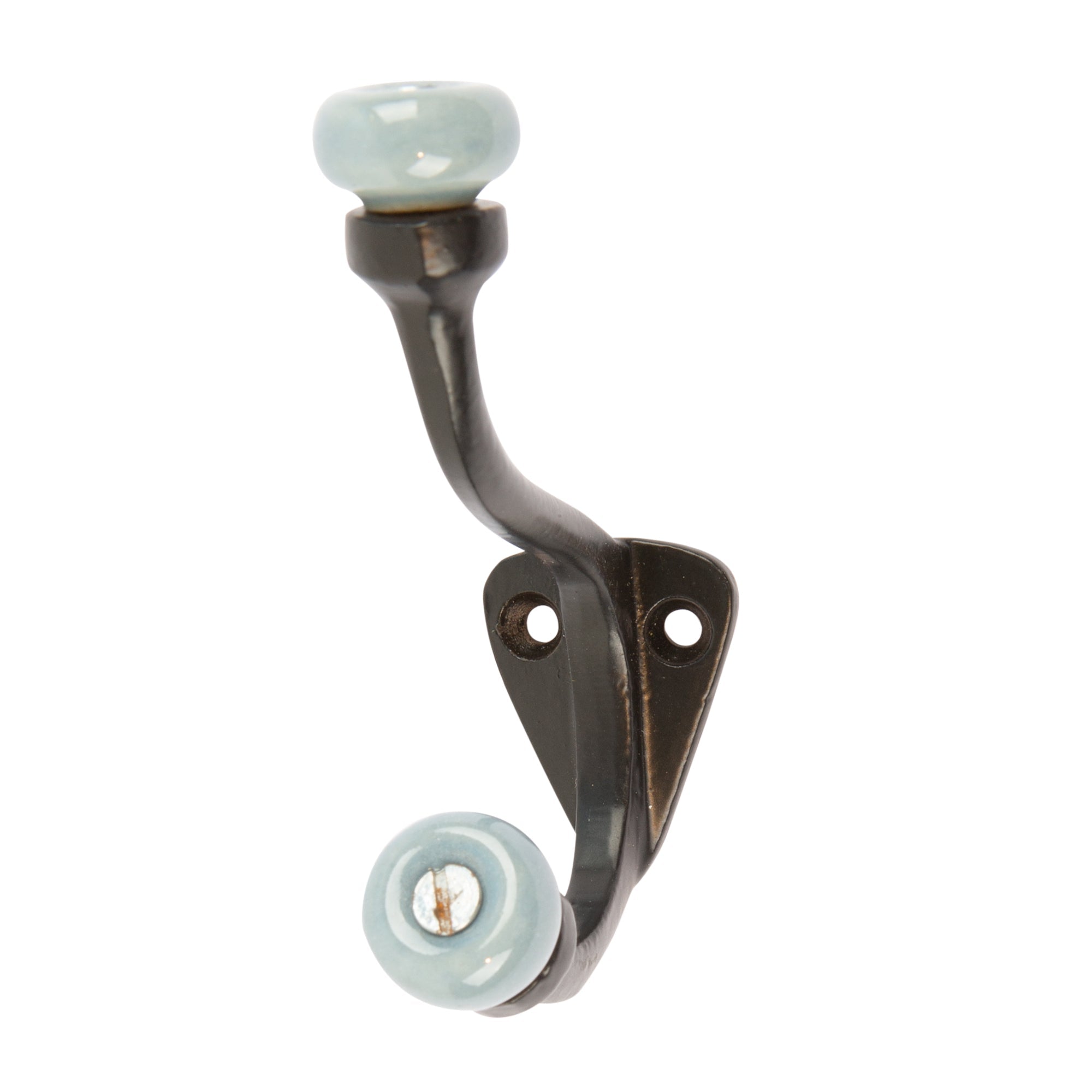 30mm x 105mm Grey Ceramic Ball Black Hat &amp; Coat Hook