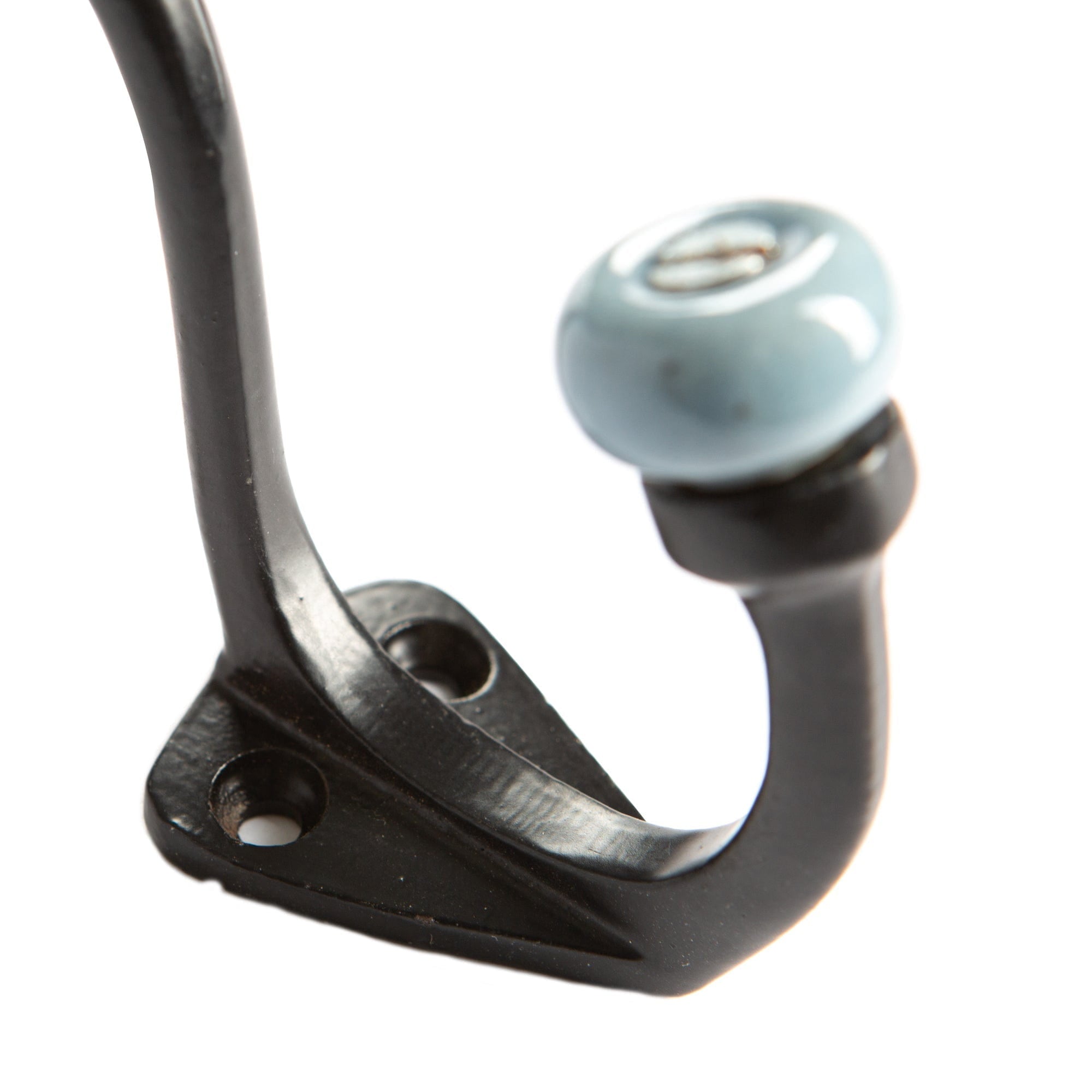 30mm x 105mm Grey Ceramic Ball Black Hat &amp; Coat Hook