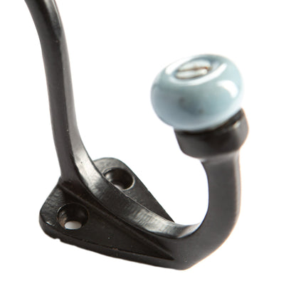 30mm x 105mm Grey Ceramic Ball Black Hat &amp; Coat Hook