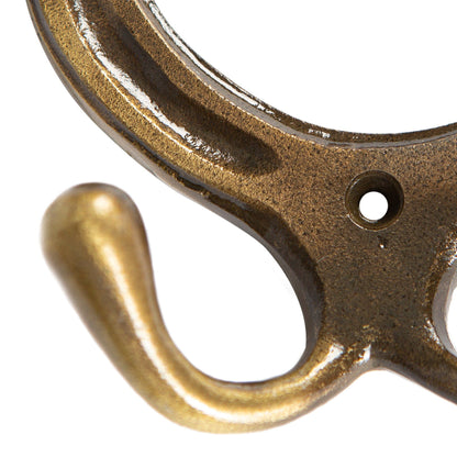 100mm x 110mm Brass Horse Shoe Double Coat Hook