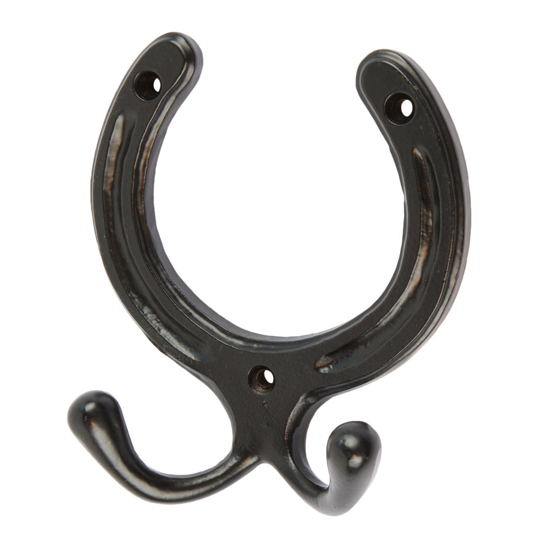 100mm x 110mm Black Horse Shoe Double Coat Hook