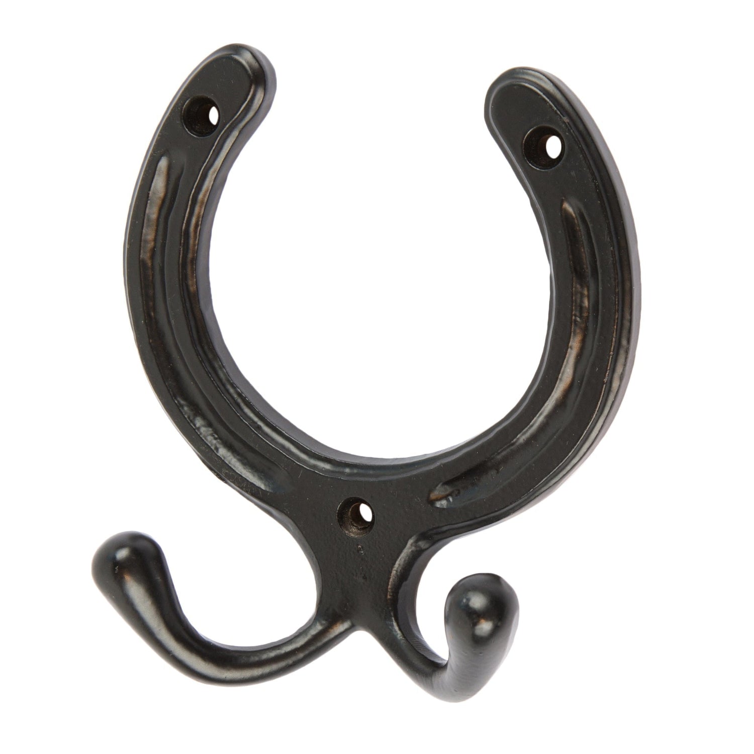 100mm x 110mm Black Horse Shoe Double Coat Hook