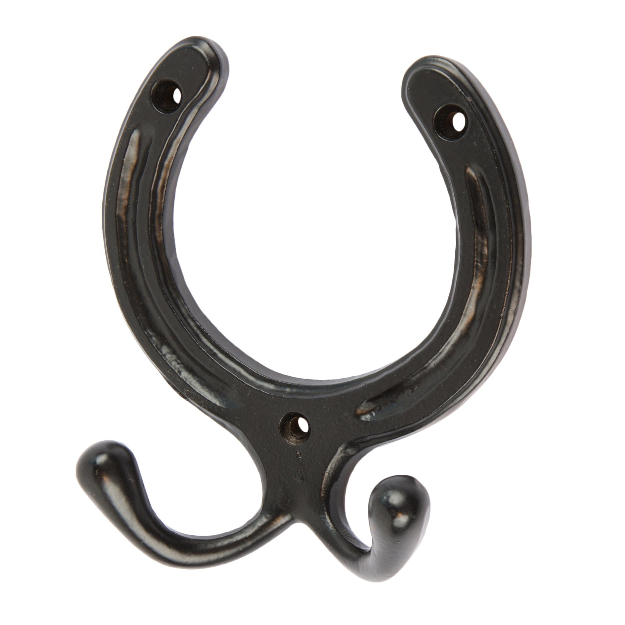 100mm x 110mm Black Horse Shoe Double Coat Hook