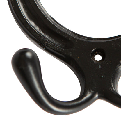 100mm x 110mm Black Horse Shoe Double Coat Hook