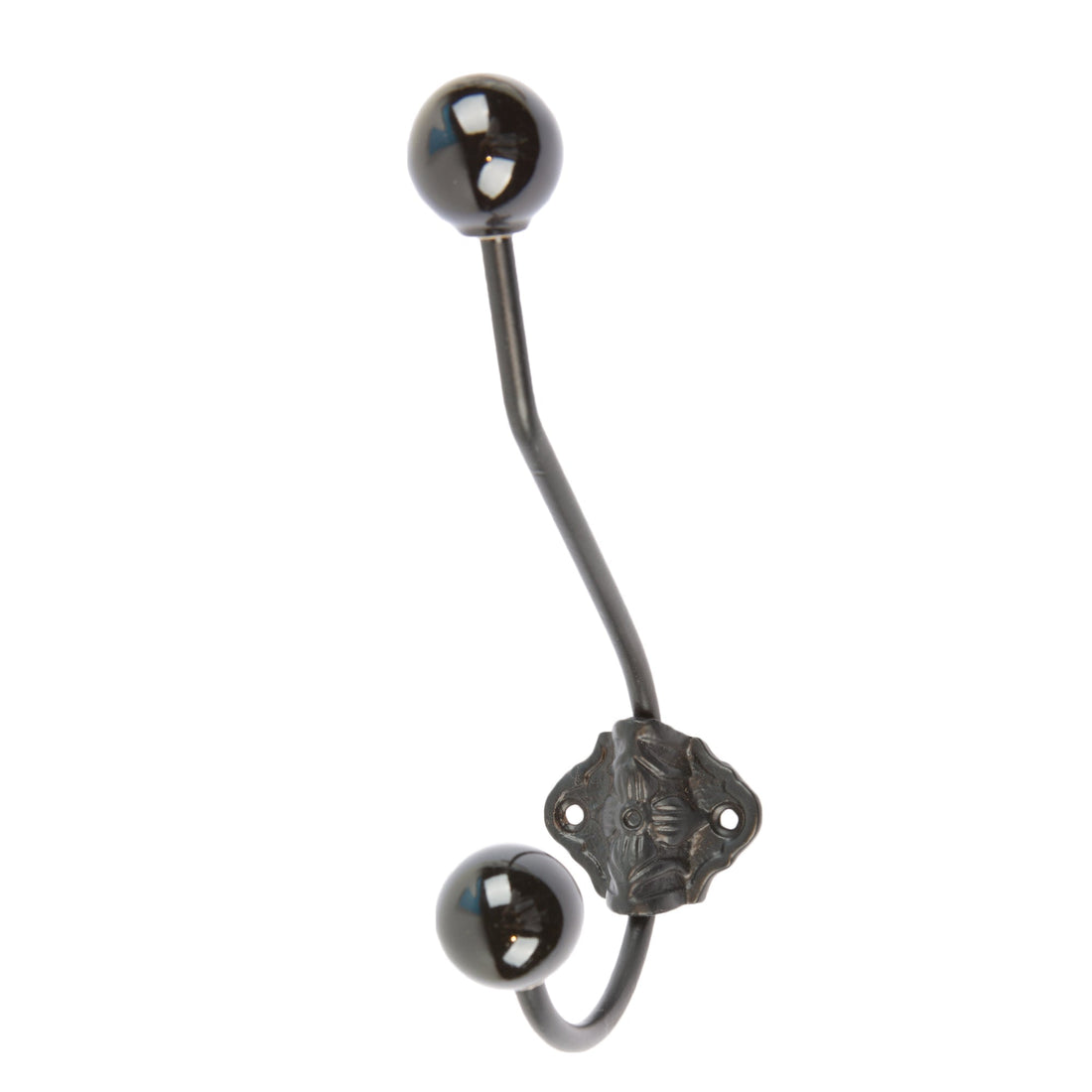 50mm x 180mm Black Ceramic Ball Hat &amp; Coat Hook