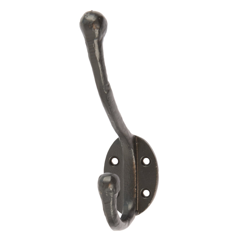 35mm x 125mm Black Rounded Hat & Coat Hook - By Hammer & Tongs