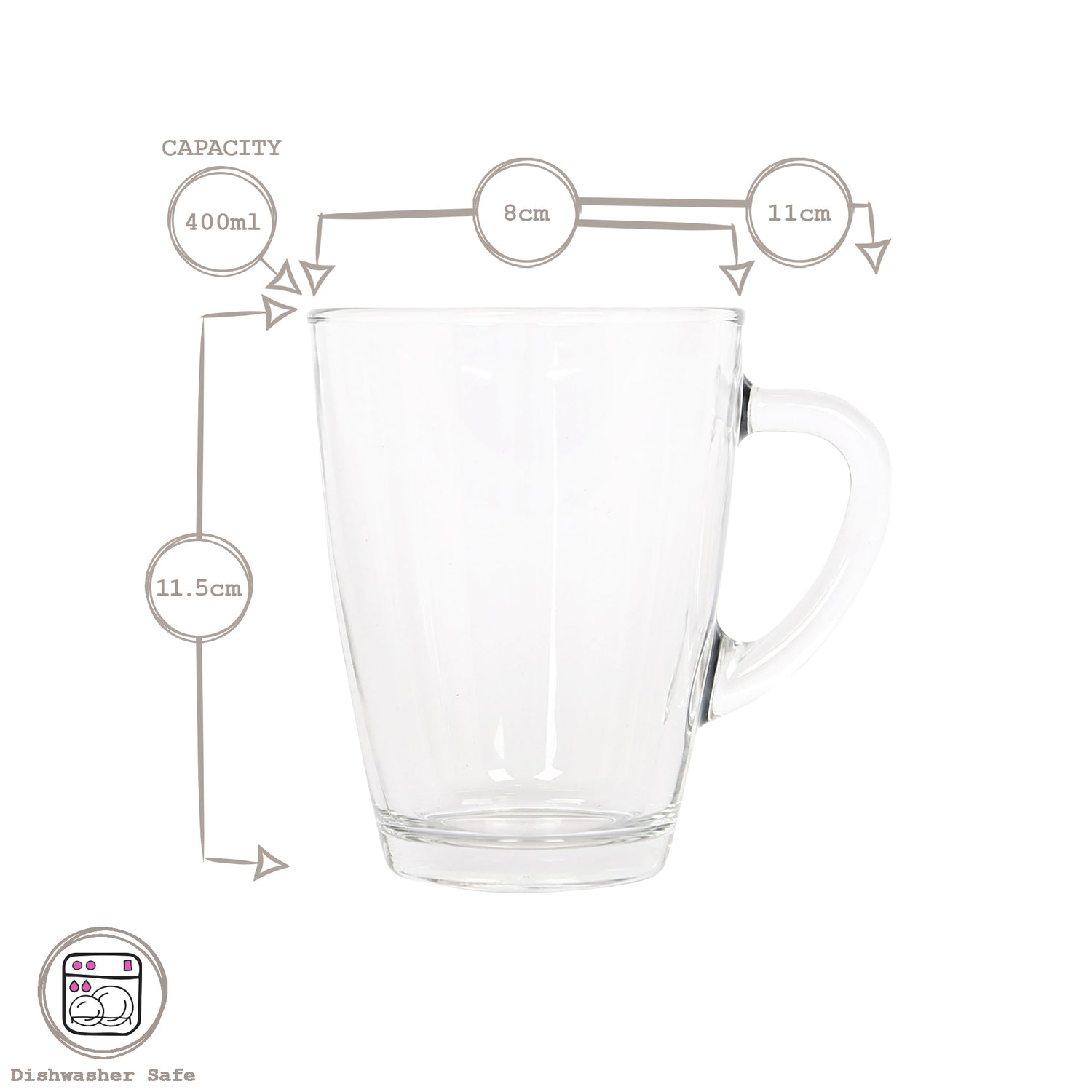 400ml Vega Glass Coffee Cups - Pack of Six