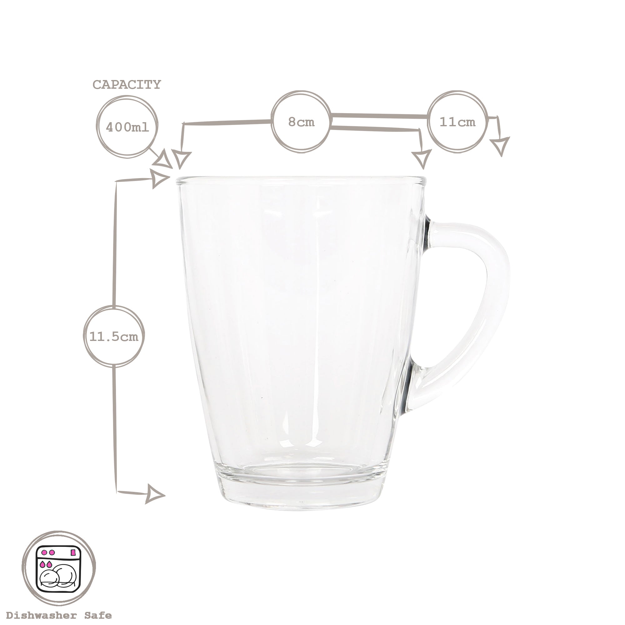 400ml Vega Glass Coffee Cups - Pack of Six