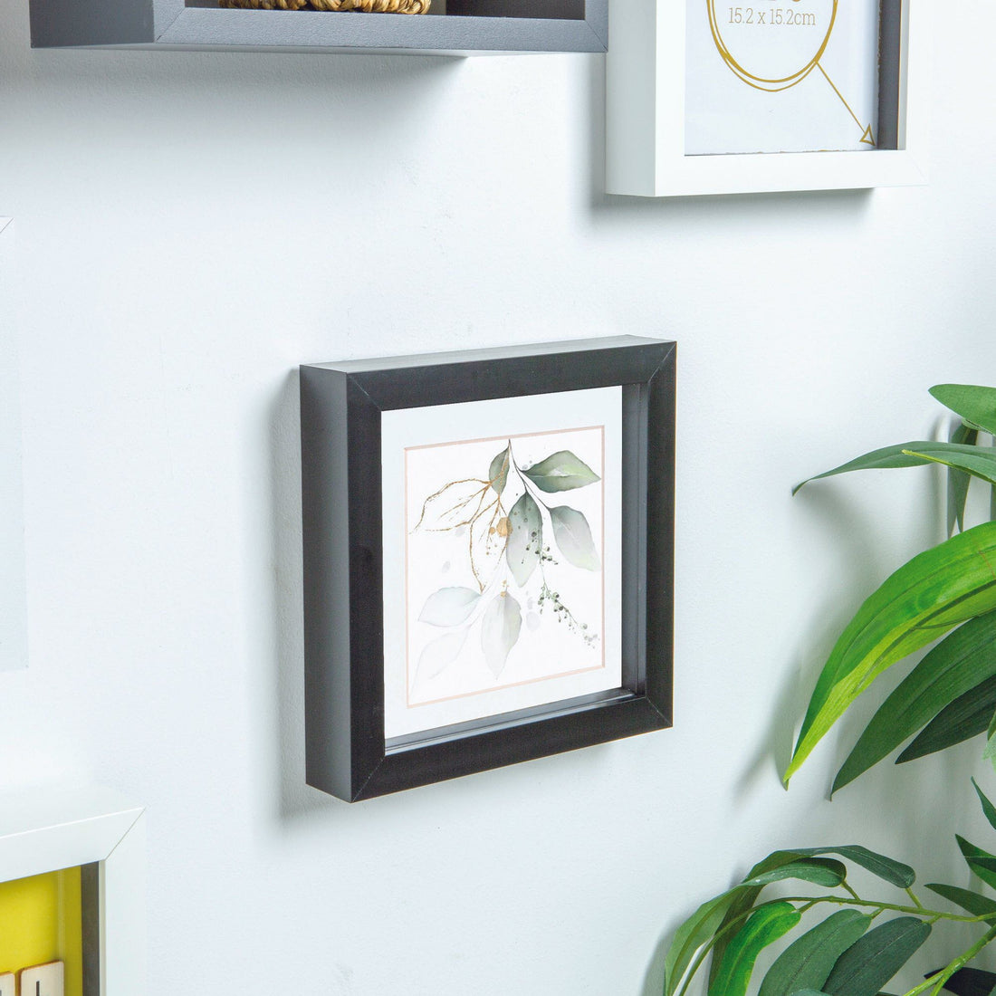 Black 6" x 6" Shadow Box Photo Frame with 4" x 4" White Mount