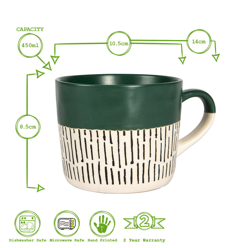 450ml Ceramic Dipped Dash Coffee Mugs - Pack of Six - By Nicola Spring